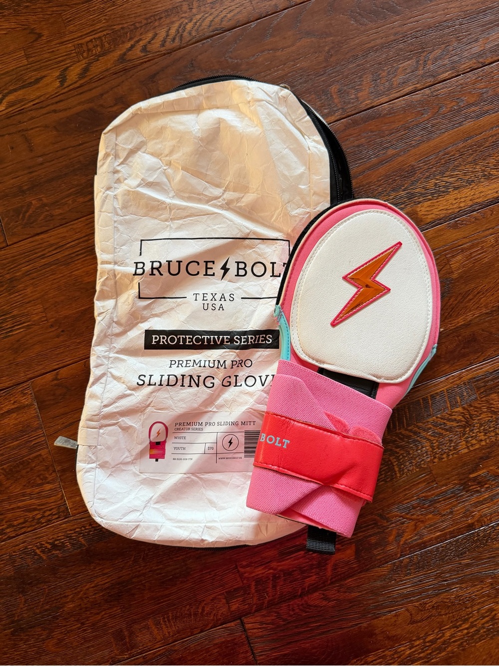 Bruce Bolt Kids Pink Sliding Glove with Lightning Bolt Accent